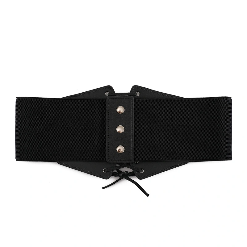 Women's Wide Decorative Elastic Elastic Waist Seal Black Strap Casual Versatile Belt Women