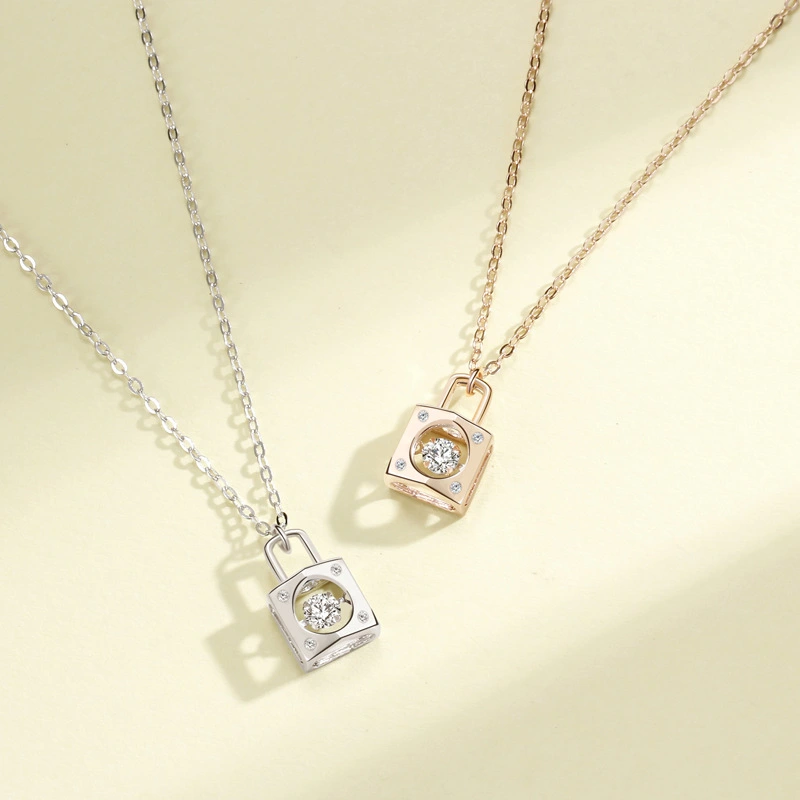 Heart Lock Smart Necklace Female Fashion Short Pulsatile Heart Jeweled Pendant Ornament Wholesale