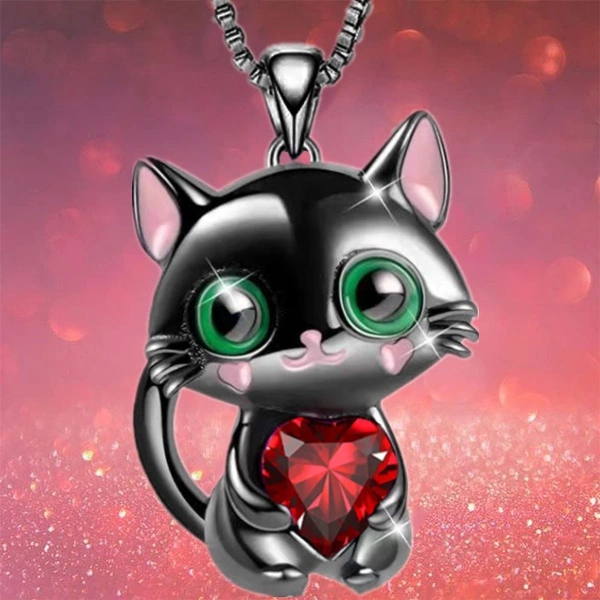 Exquisite Fashion European and American Personality Women's Creative New Black Necklace Animal Necklace Exquisite Women's Lovely Cat Necklace Princess Gift Birthday Party Christmas Anniversary Gift