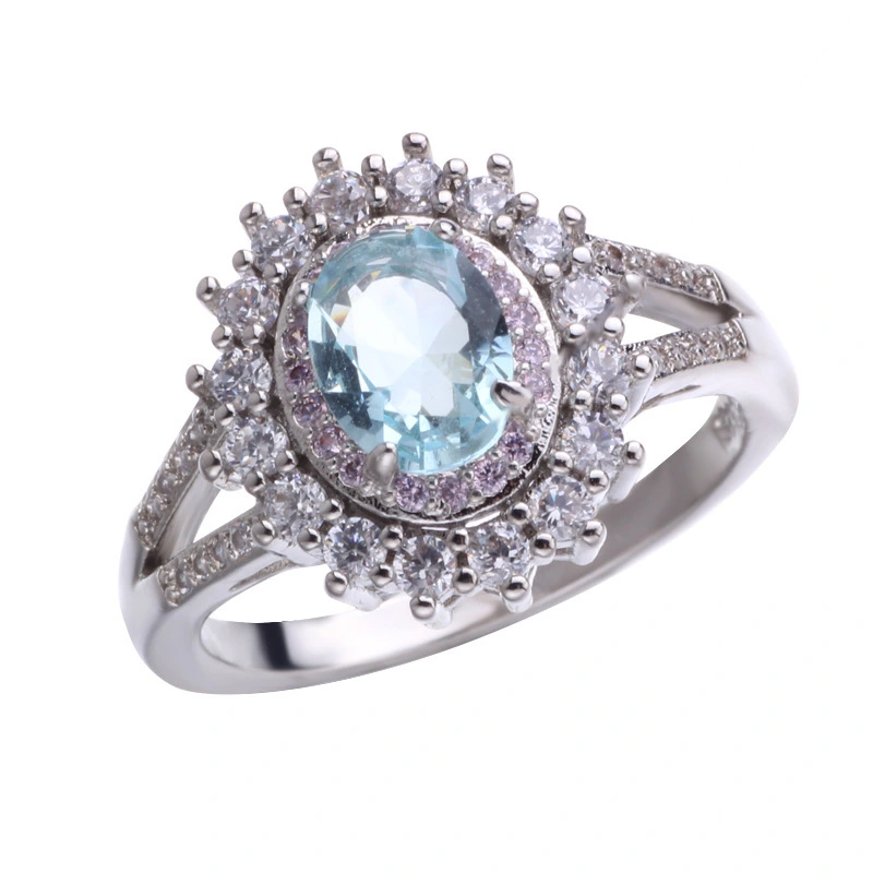 Women's Fashion Blue Crystal Diamond-studded Ring