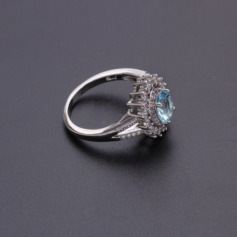 Women's Fashion Blue Crystal Diamond-studded Ring
