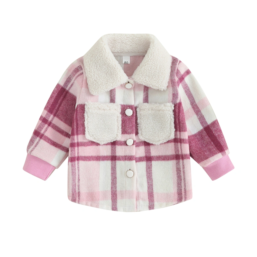 Toddler Girl Plaid Jacket Long Sleeve Button Cardigan Winter Coat