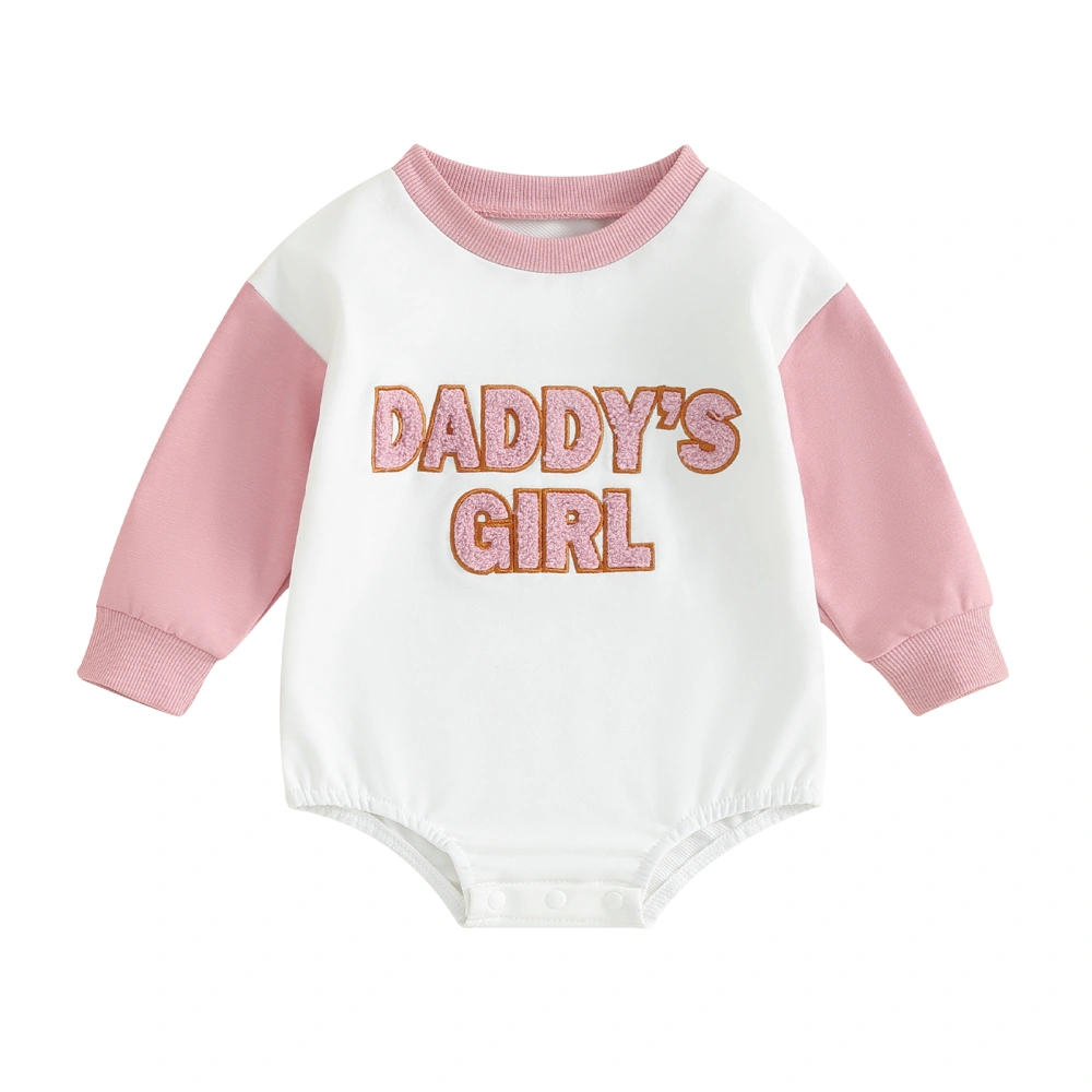 Baby Girl Fall Romper Cute Letter Embroidery Long Sleeve Bodysuit