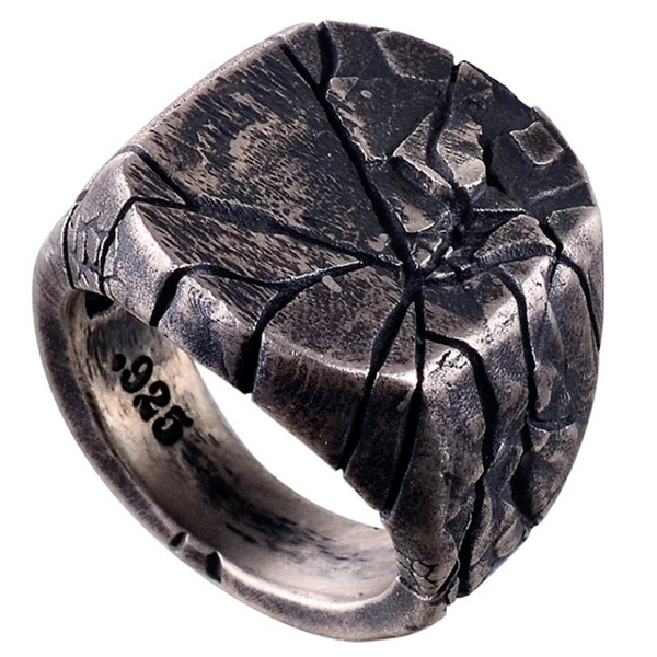 Men's Hip Hop Jewelry 316L Stainless Steel Single Crack Ring for Men's Vintage Punk Jewelry