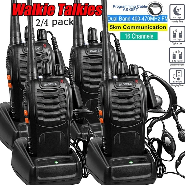 Baofeng BF-888S Walkie Talkie Radio Two Way Radio 400-470MHz Walkie Talkie Set Flashlight 16CH Portable Transceiver with Earpiece (2/4 Pcs )