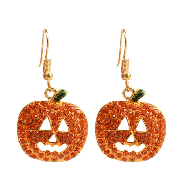 Creative Pumpkin Dangle Earrings for Women Party Crystal Drop Earrings for Halloween