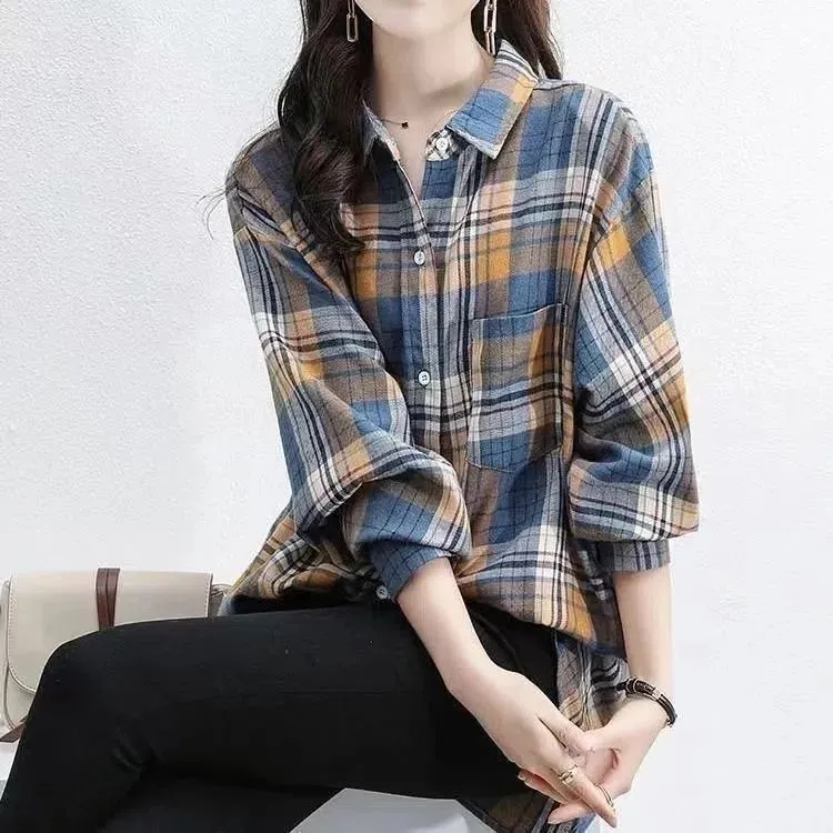 Casual Cotton Girl Shirt, Loose-Fitting Blouse for Women Blouse Outwear Clothes