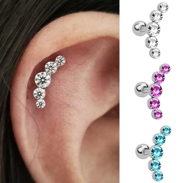 Ear Studs Piercing Tragus Diamonds Stainless Steel Earrings Cartilage Helix Small Ball Bullet Ear Bone Earring