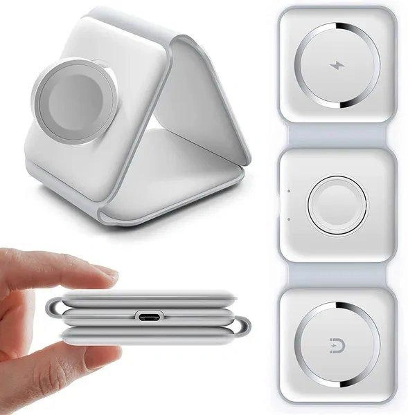 FDGAO Foldable 3-in-1 Magnetic Wireless Charger for iPhone iwatch AirPods for Magsafe Charger Stand for IPhone 14 Pro Max 13 12 Apple Watch Fast Charging Station