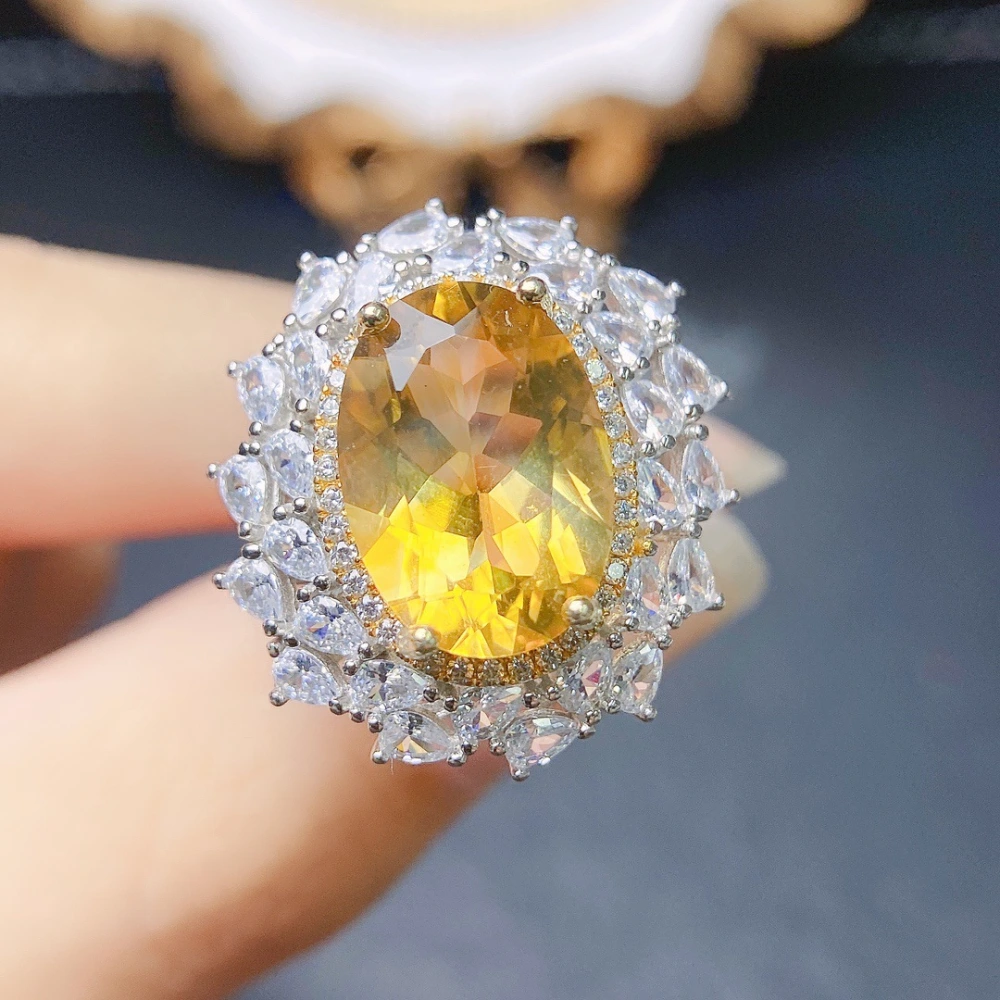 European And American Natural Citrine Ring