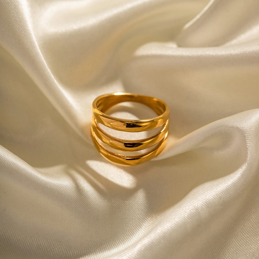 16K Gold 3-layer Stainless Steel Ring