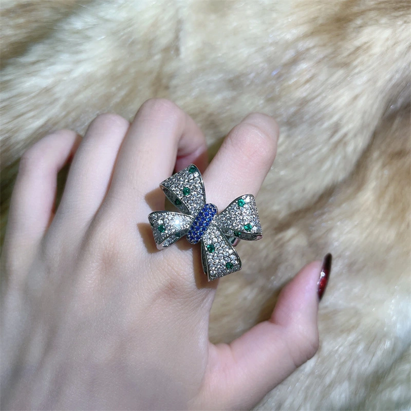 Women's Fashion Temperament And Fully-jewelled Embellished Bow Ring