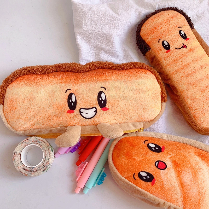 Creative Funny Toast Bread Pencil Bag Cute Pencil Box Storage Bag