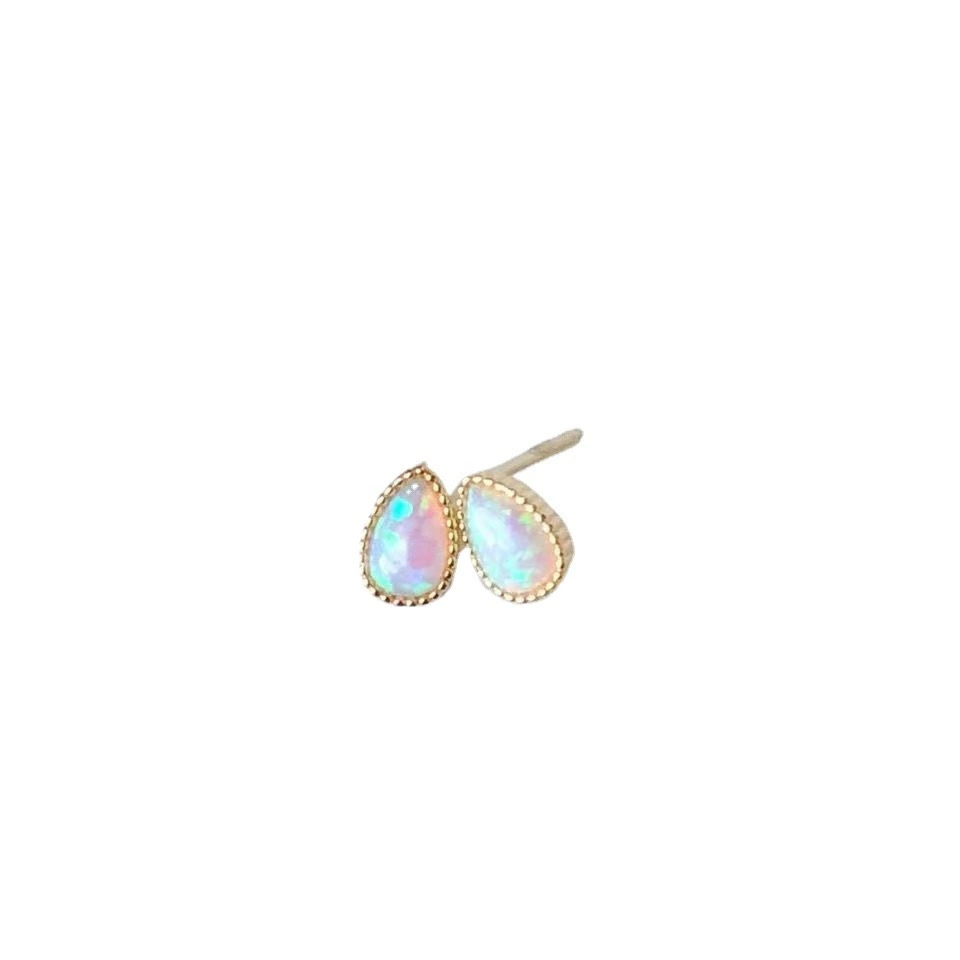 S925 Silver Plated Colorful Opal Stud Earrings