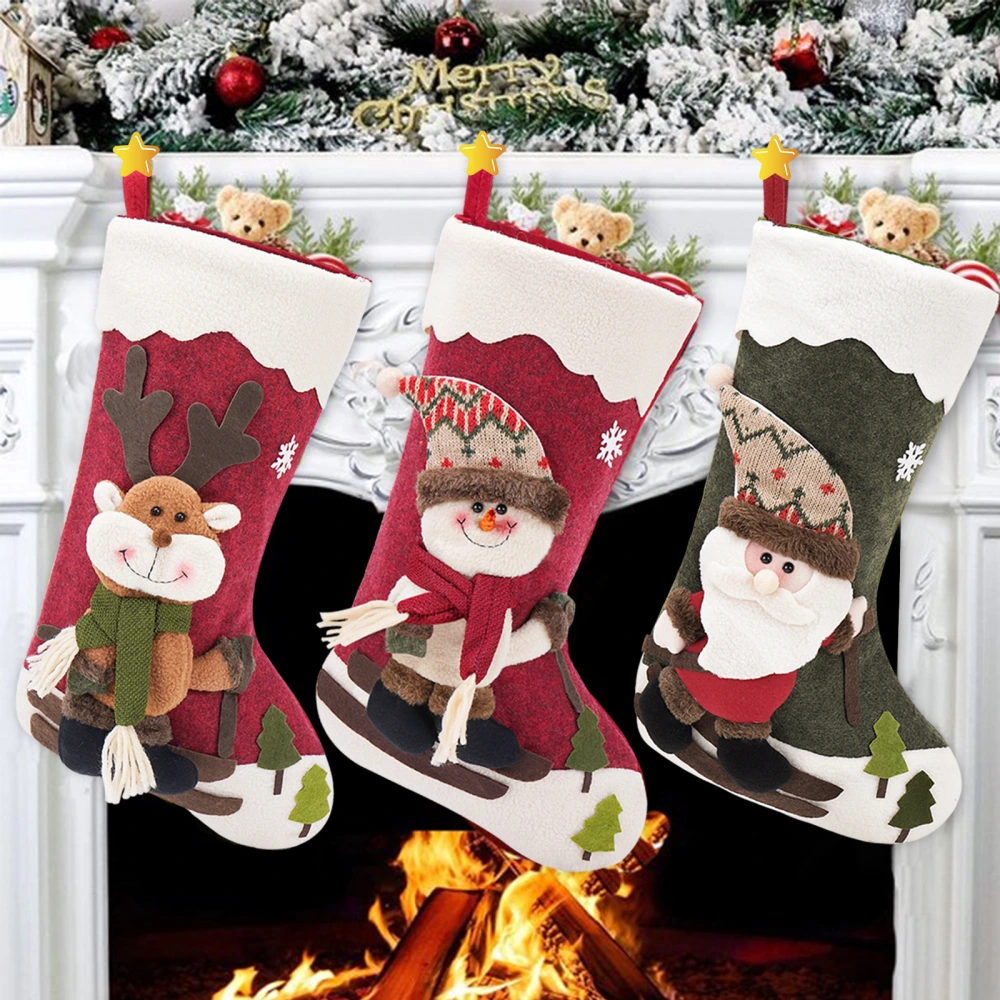 Santa Claus Snowman Elk Socks Gift Bag Decorations