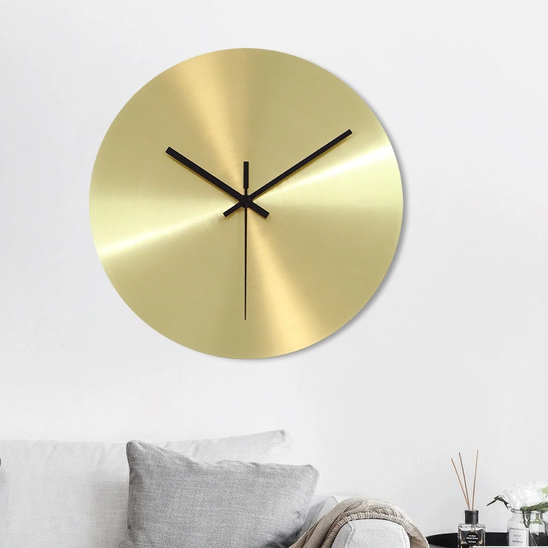 Decorative Wall Clock Household Living Room And Hotel Company Golden Clock Round Mute Nordic Style