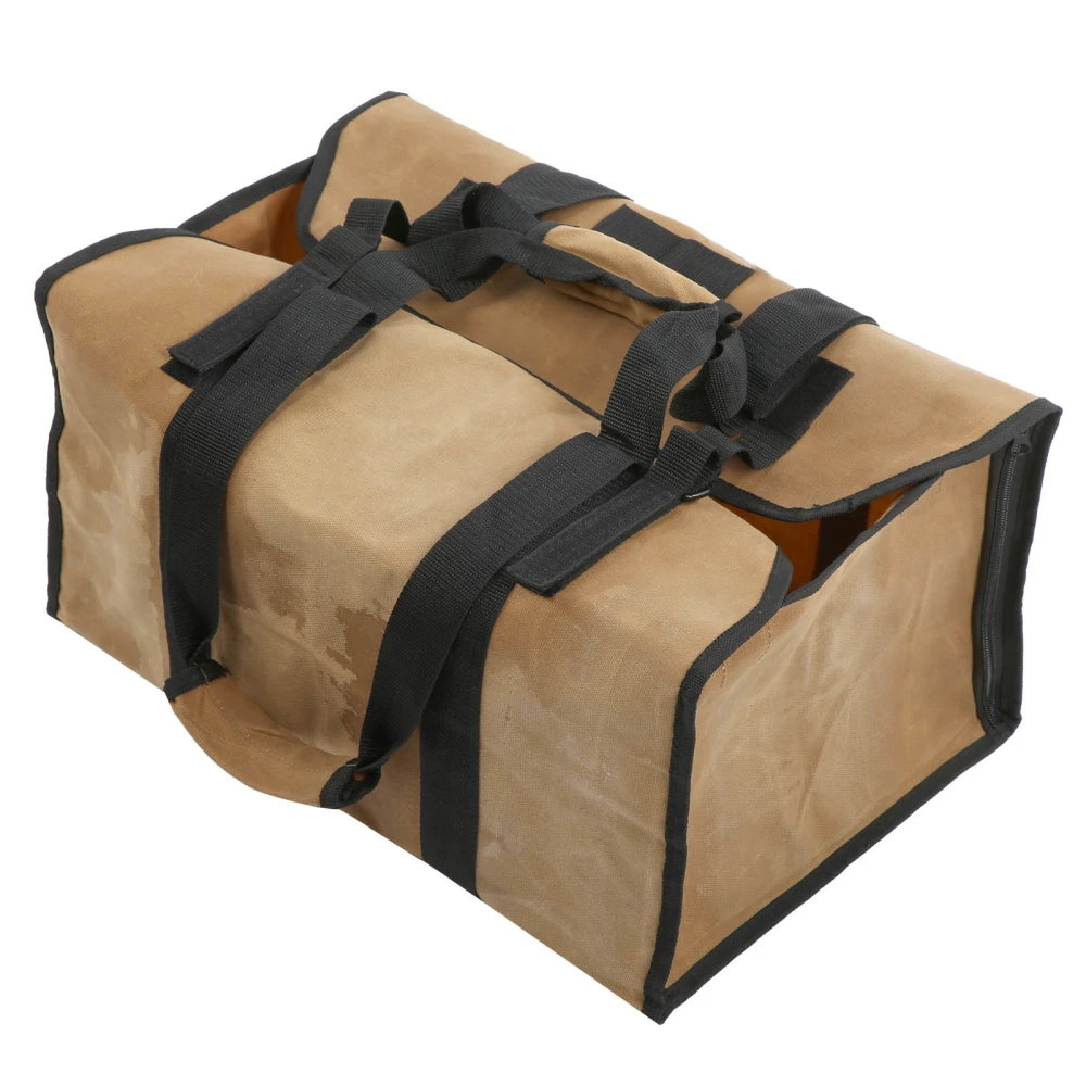 Large Capacity Dual Purpose Canvas Waterproof Logging Bag Yard Firewood Storage Bag Khaki