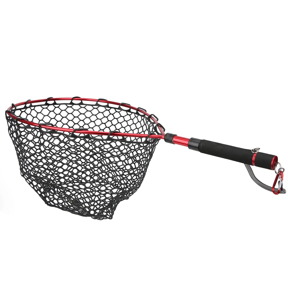 Foldable Lightweight Fly Fishing Landing Net Aluminum Alloy Frame EVA Handle Fishing NetRed