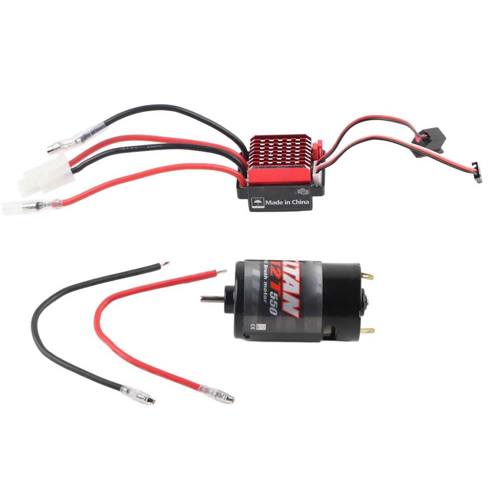 550 Brushed Motor 360A Brushed Electronic Speed Controller ESC Fit for 1/10 RC Car12T