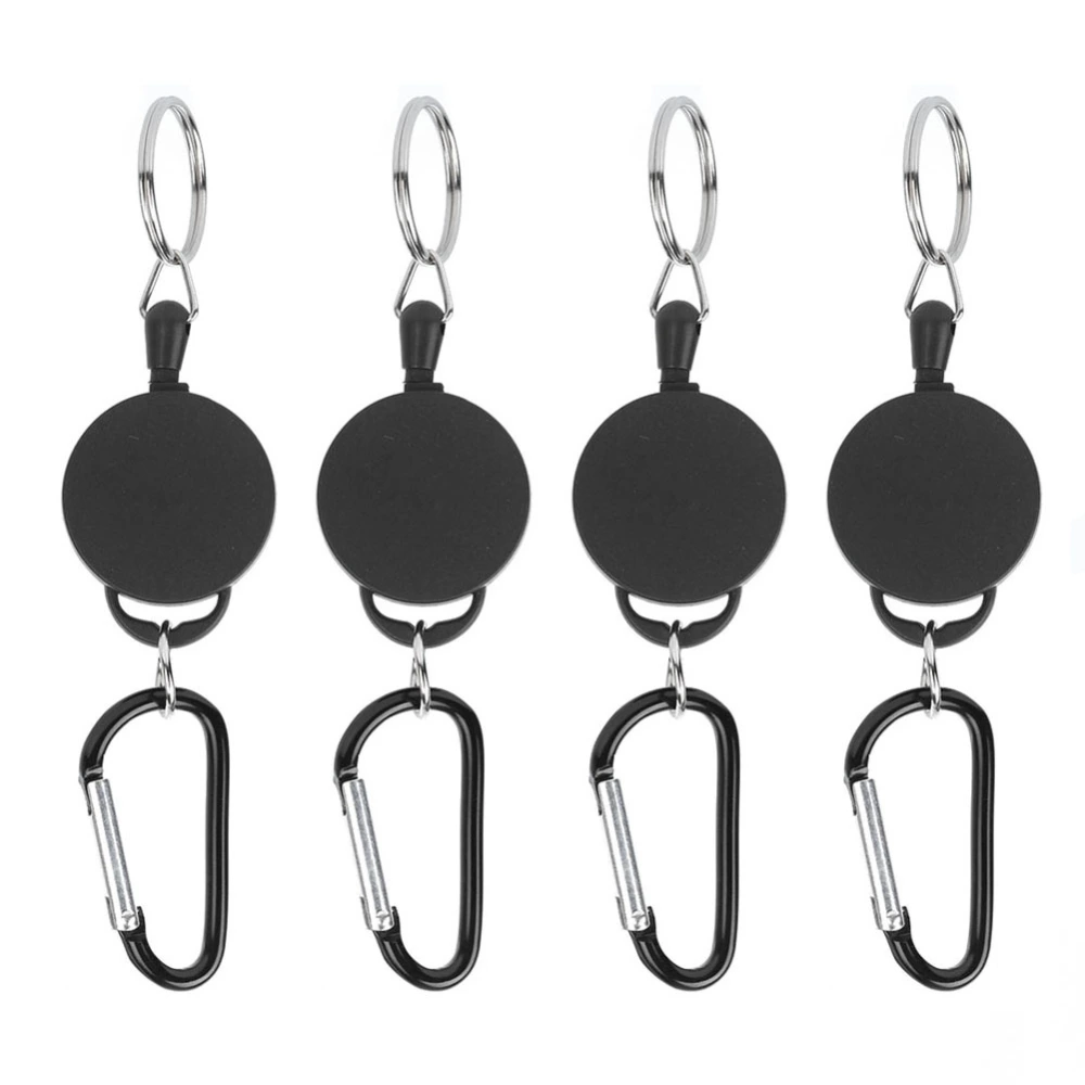 4pcs Telescopic Keychain Anti&#8209;Theft Creative Retractable Key Ring Nylon Rope Outdoor Carabiner Holder for Mobile Phones Wallets