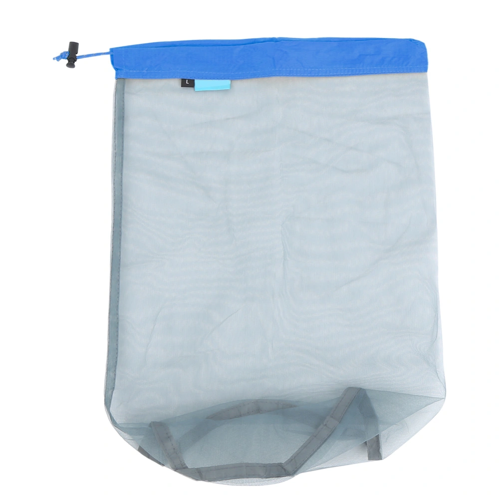 Outdoor Camping Mesh Storage Bag Portable Drawstring Travel Bottle Tool Storage BagL Blue Edge