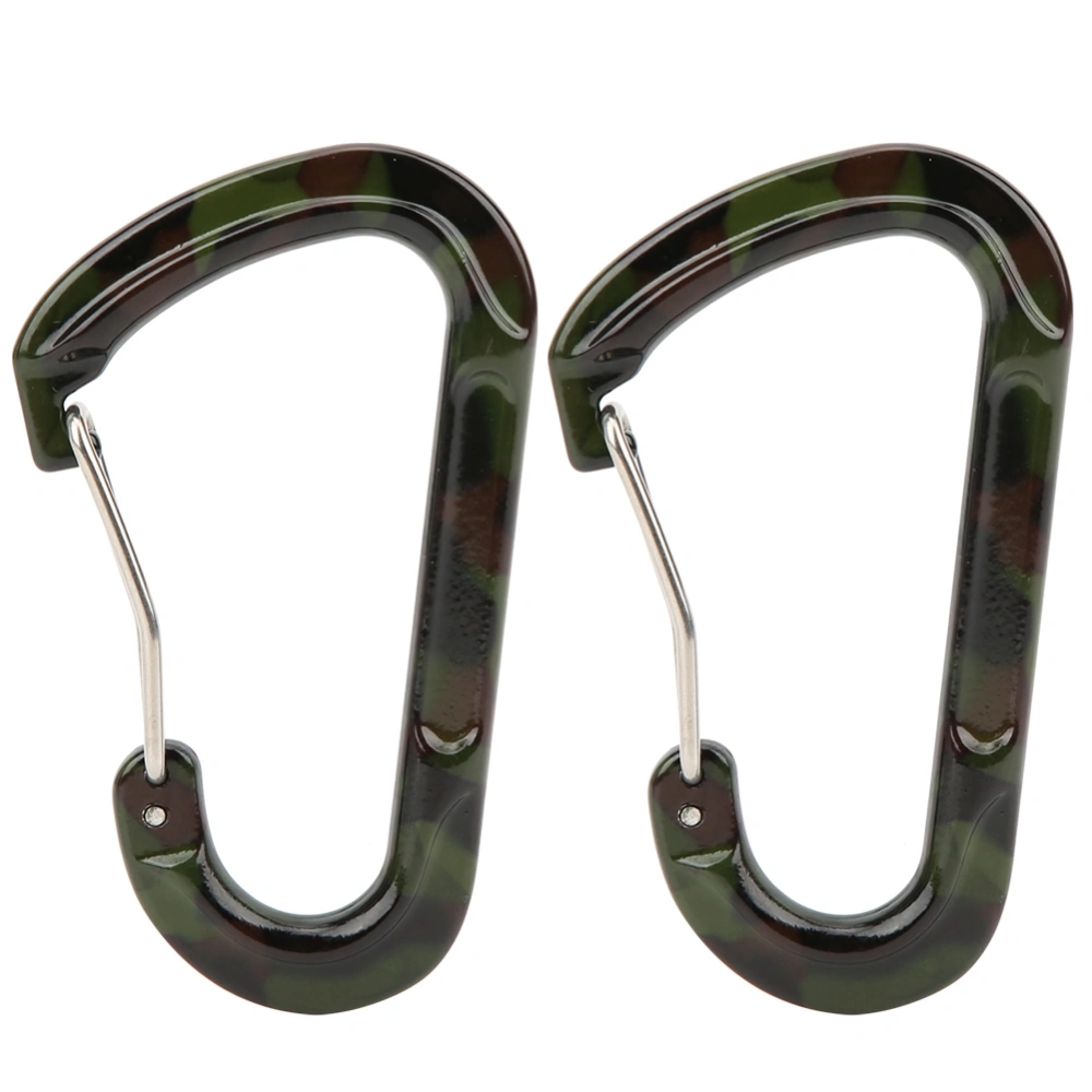 2Pcs Outdoor Climbing DShaped Small Aluminum Hook Mountaineer Backpack Key Kettle Buckle(Military Green )