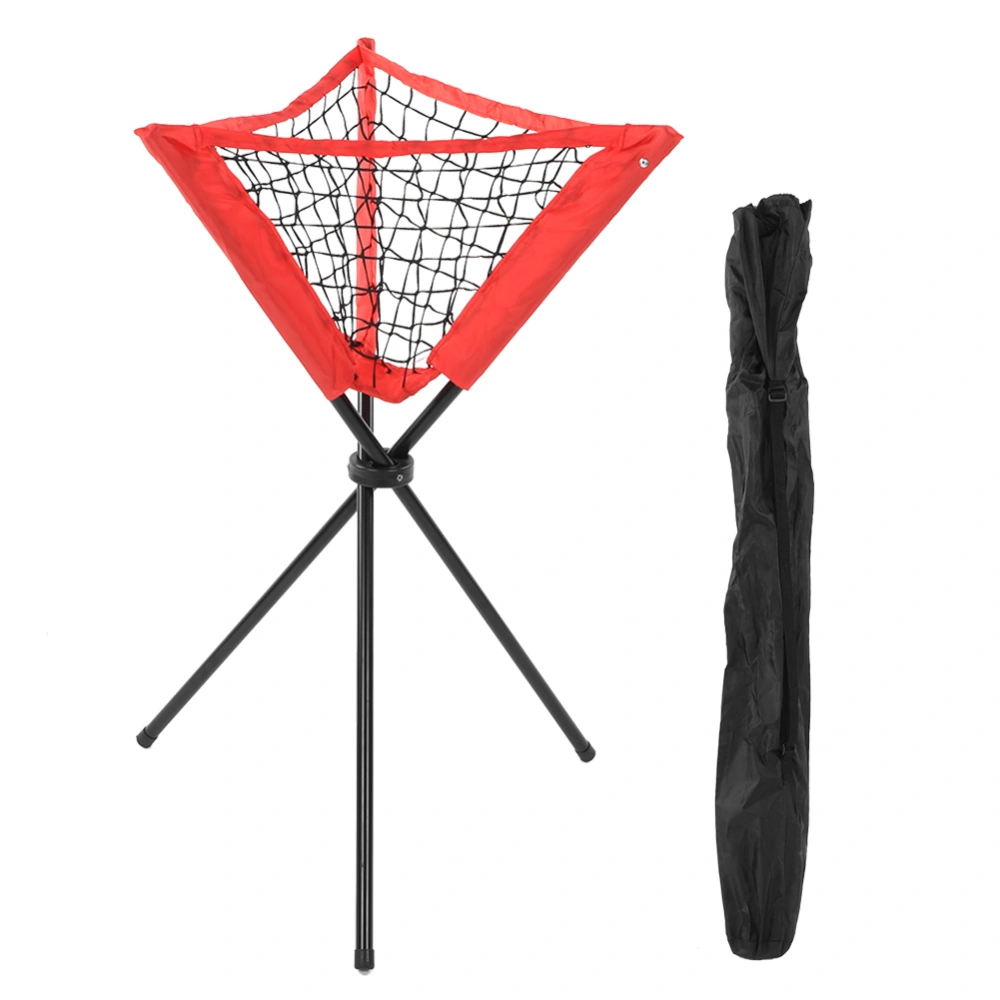 Triangular Net Bag Portable Baseball Softball Batting Practice Tripod Ball Rack Red