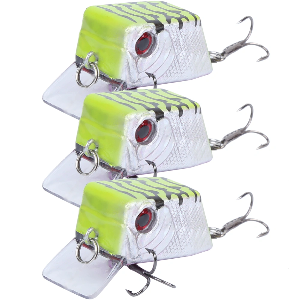 3pcs Cube Mini Bait Artificial Fish Lure Fishing Tackle Tool with Sharp Hooks1#