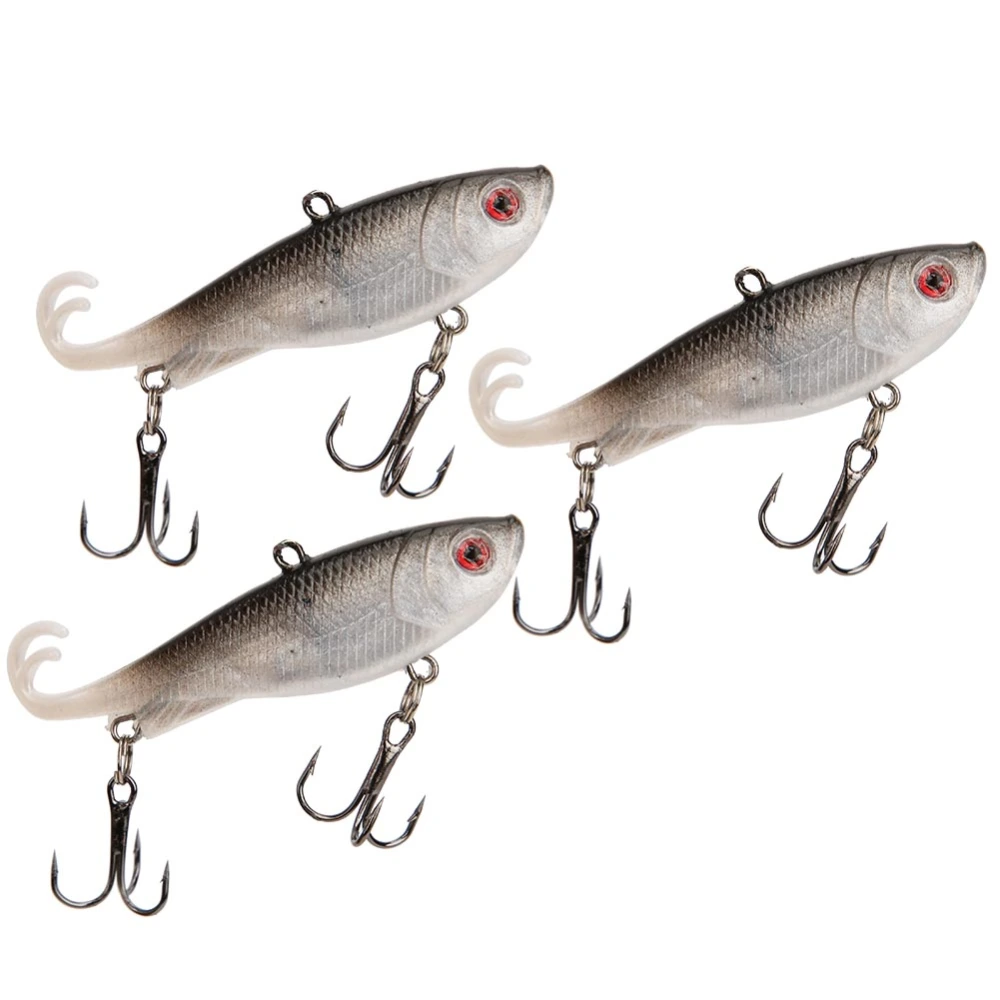 3PCS Double Tail Soft Bait Artificial Simulation Lifelike Ice Fishing Lure Tackle5#