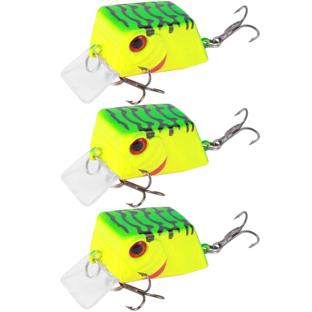 3PCS Unique Square Shape Mini Lure Artificial Simulation Lifelike Bait Fishing Tackle1#