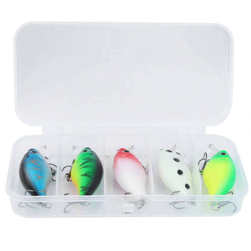 5 Pcs Crankbait Lure Bait Set Box Fishing Colorful Highfiber Artificial Tackle Hooks(Style 1 )