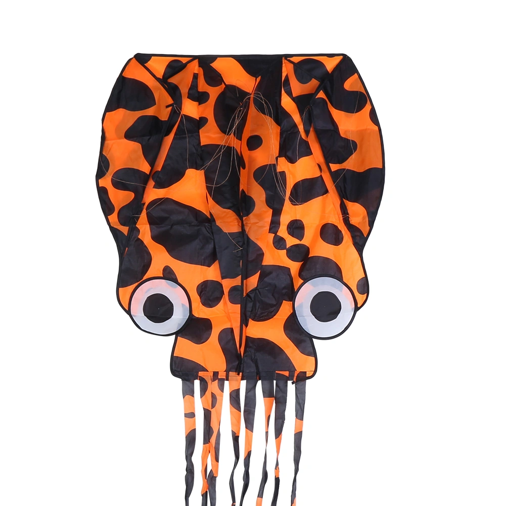 Octopus Kite SingleLine Animal Soft Orange Spotted Color Outdoor Fun Fly Toy 4 Meter