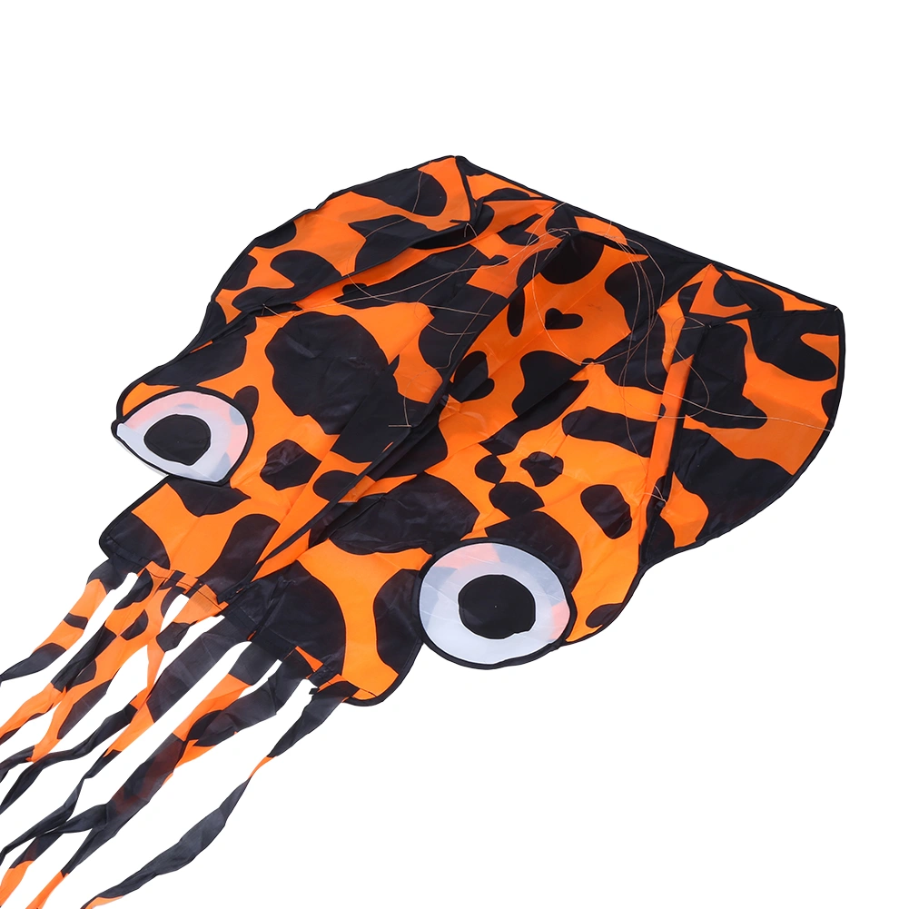 Octopus Kite SingleLine Animal Soft Orange Spotted Color Outdoor Fun Fly Toy 4 Meter