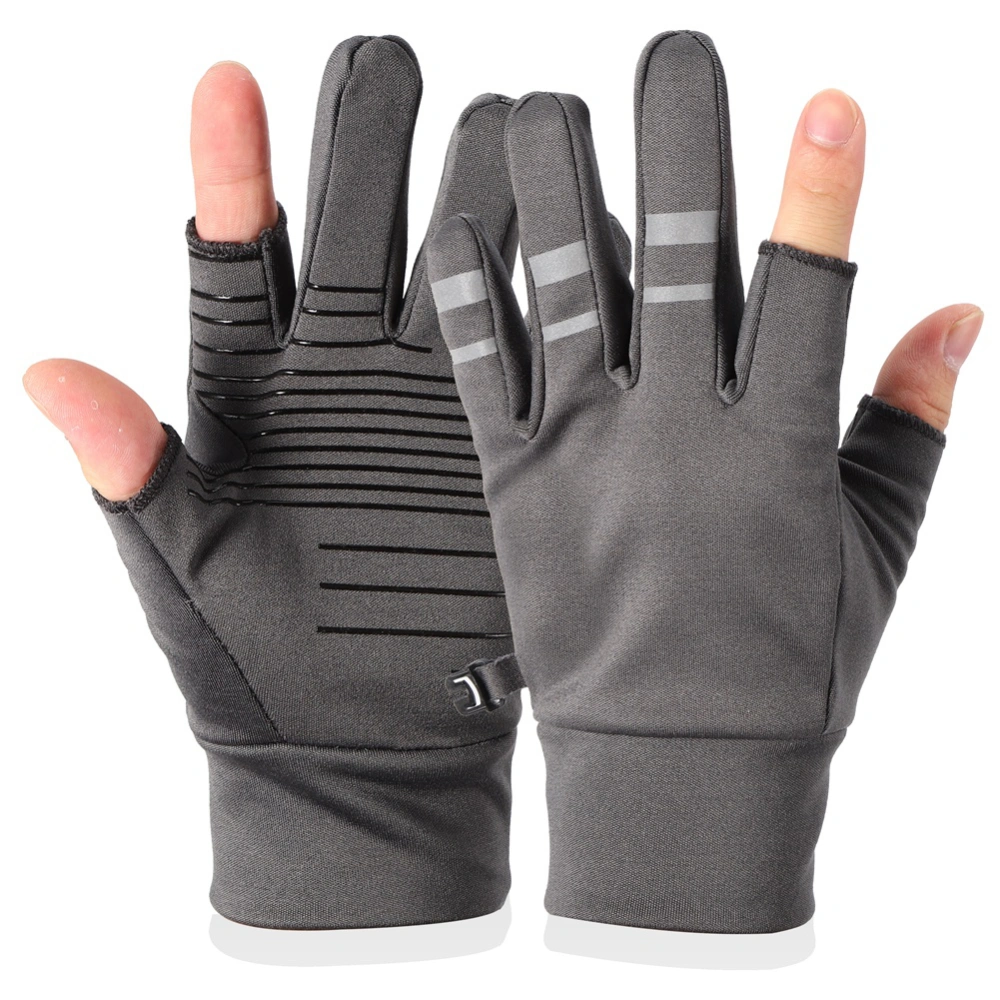 Winter Autumn Touch Screen Gloves Non‑Slip Cycling Motorbike Riding Reflective GlovesGrey L