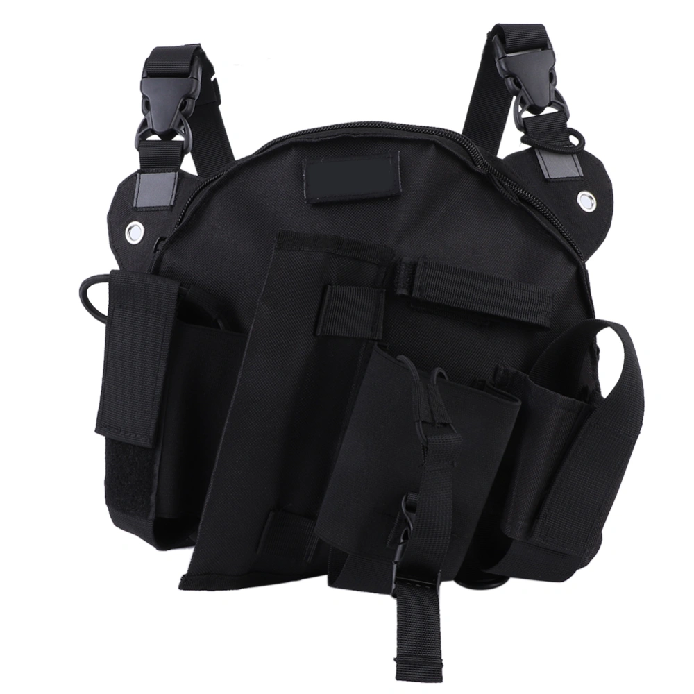 Radio Harness Chest Front Pack Pouch Holster Walkie Talkie Vest Rig Carry Bag OutdoorBlack