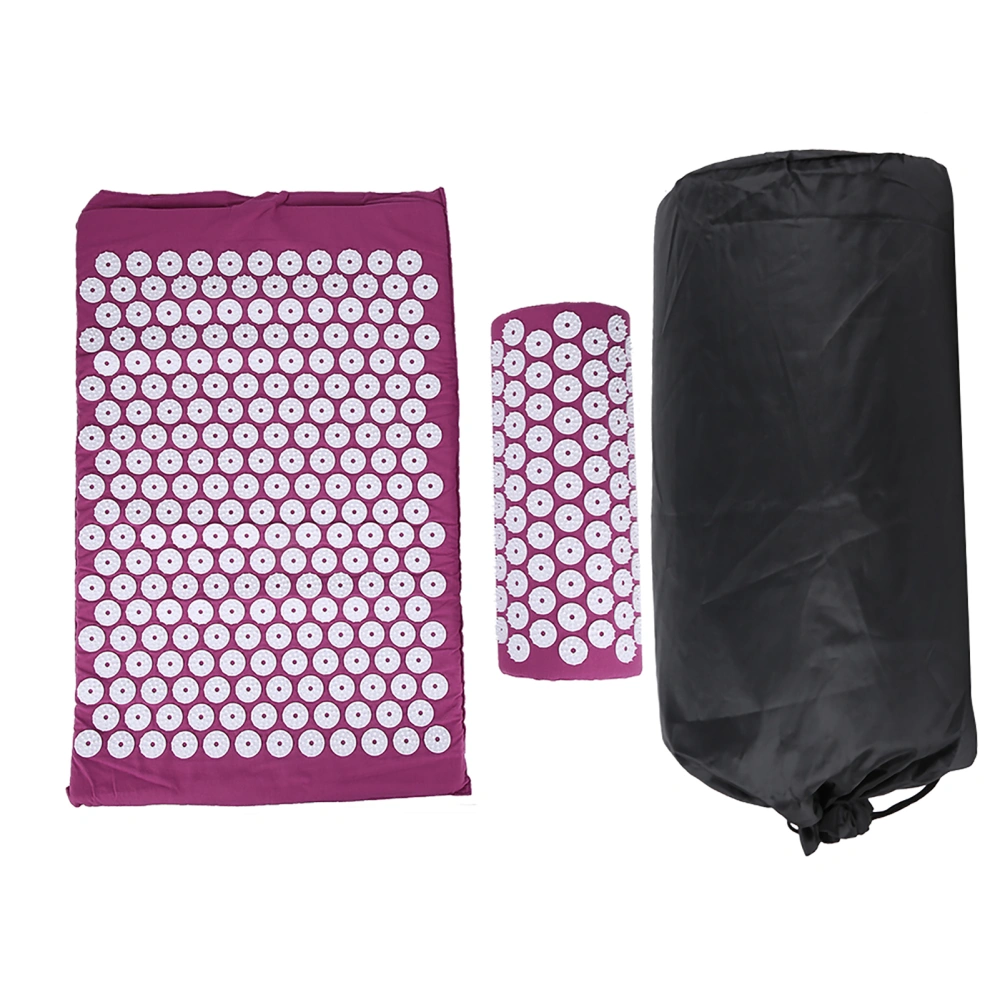 Acupressure Mat Pillow Set Acupuncture Massage Yoga Pad Mat Pain Relief with Carry BagPurple