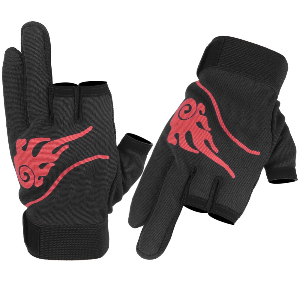 1 Pair Non‑Slip Fishing Gloves 3 Cut Fingers Sports Gloves for Outdoor Angling EquipmentBlack