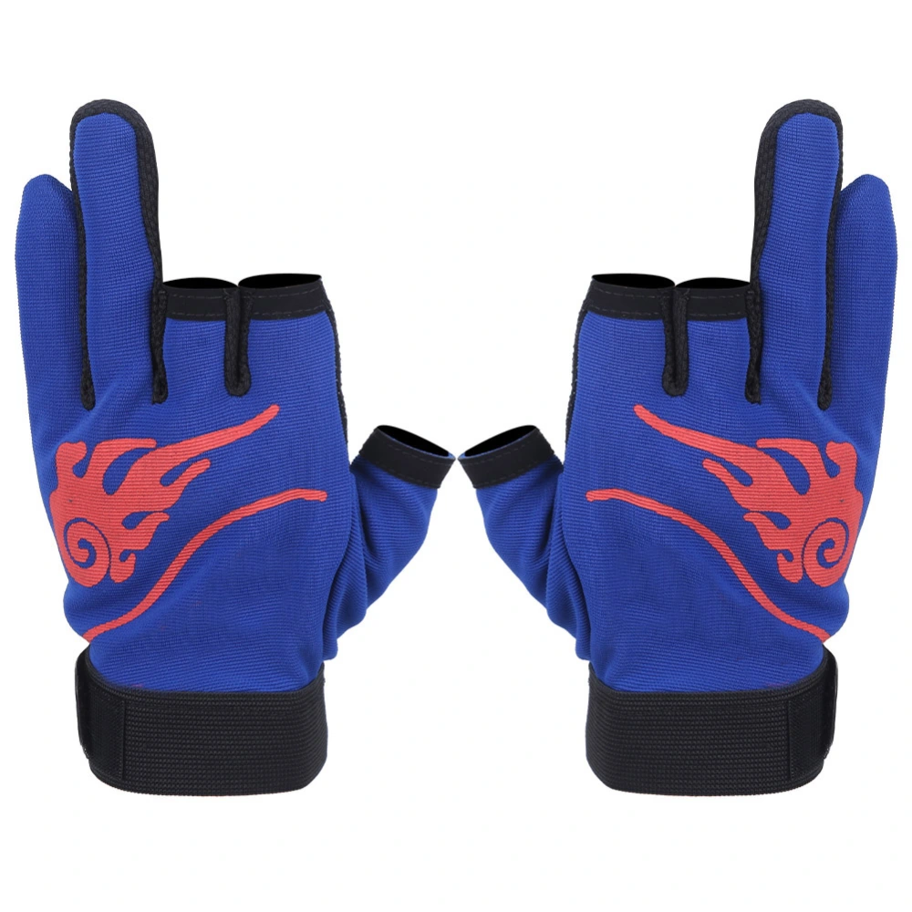 1 Pair Non‑Slip Fishing Gloves 3 Cut Fingers Sports Gloves for Outdoor Angling EquipmentBlue