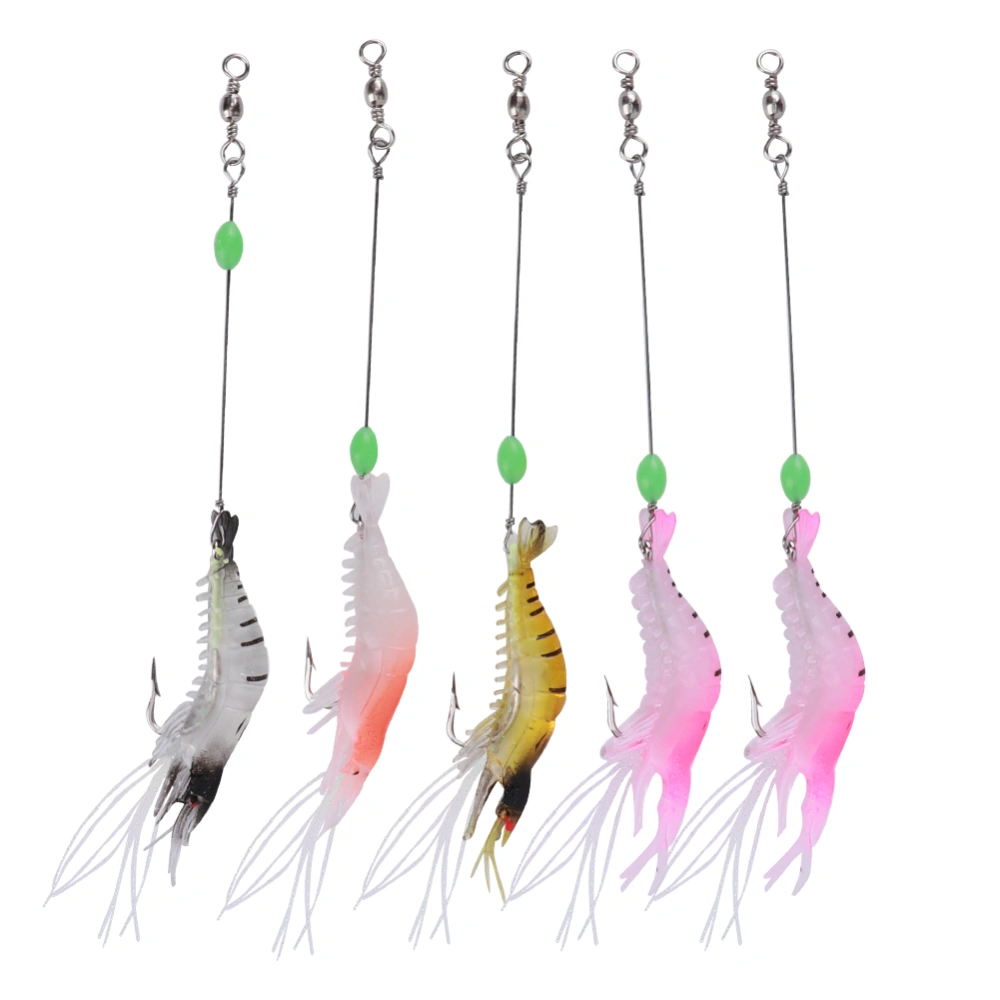 5Pcs High Simulation Soft Luminous Artificial Shrimp Lure Bait Fishing Tackle with Hook