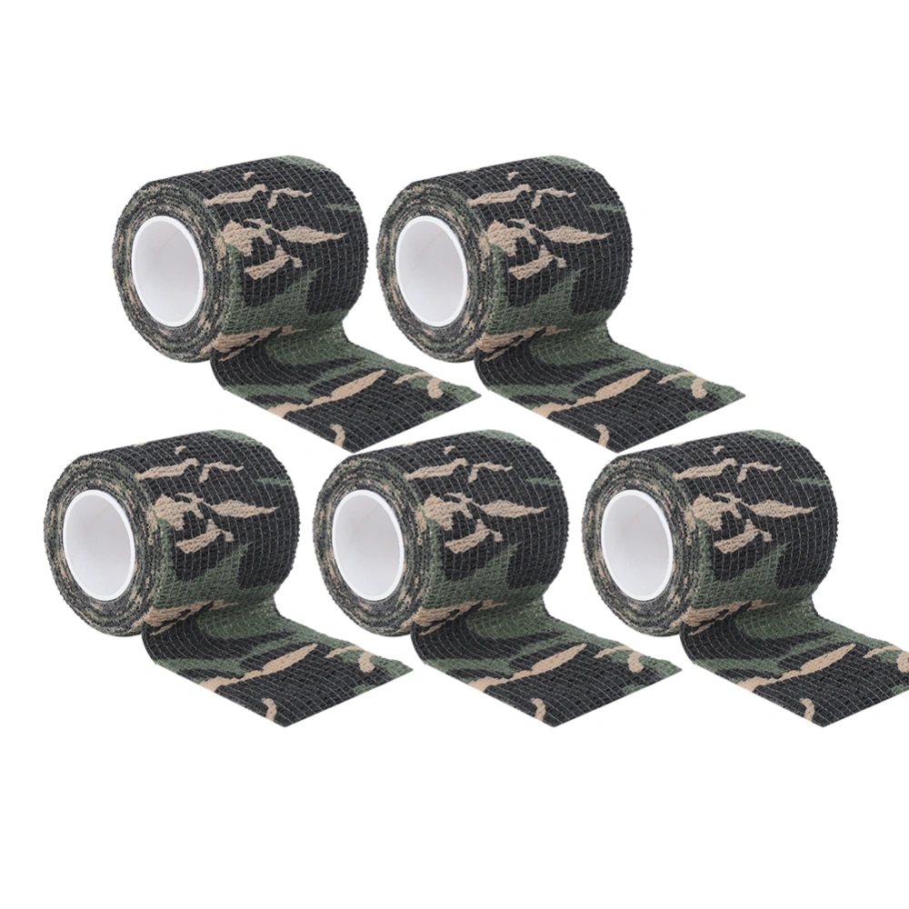 (5Pcs Set) SelfAdhesive NonWoven Outdoor Strench Tape Hunting Camouflage Tapes(Camouflage des bois )