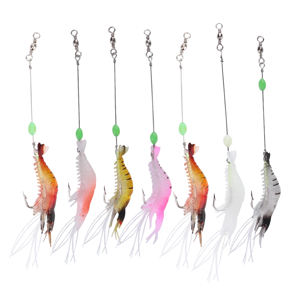 7Pcs High Simulation Soft Luminous Artificial Shrimp Lure Bait Fishing Tackle with Hook