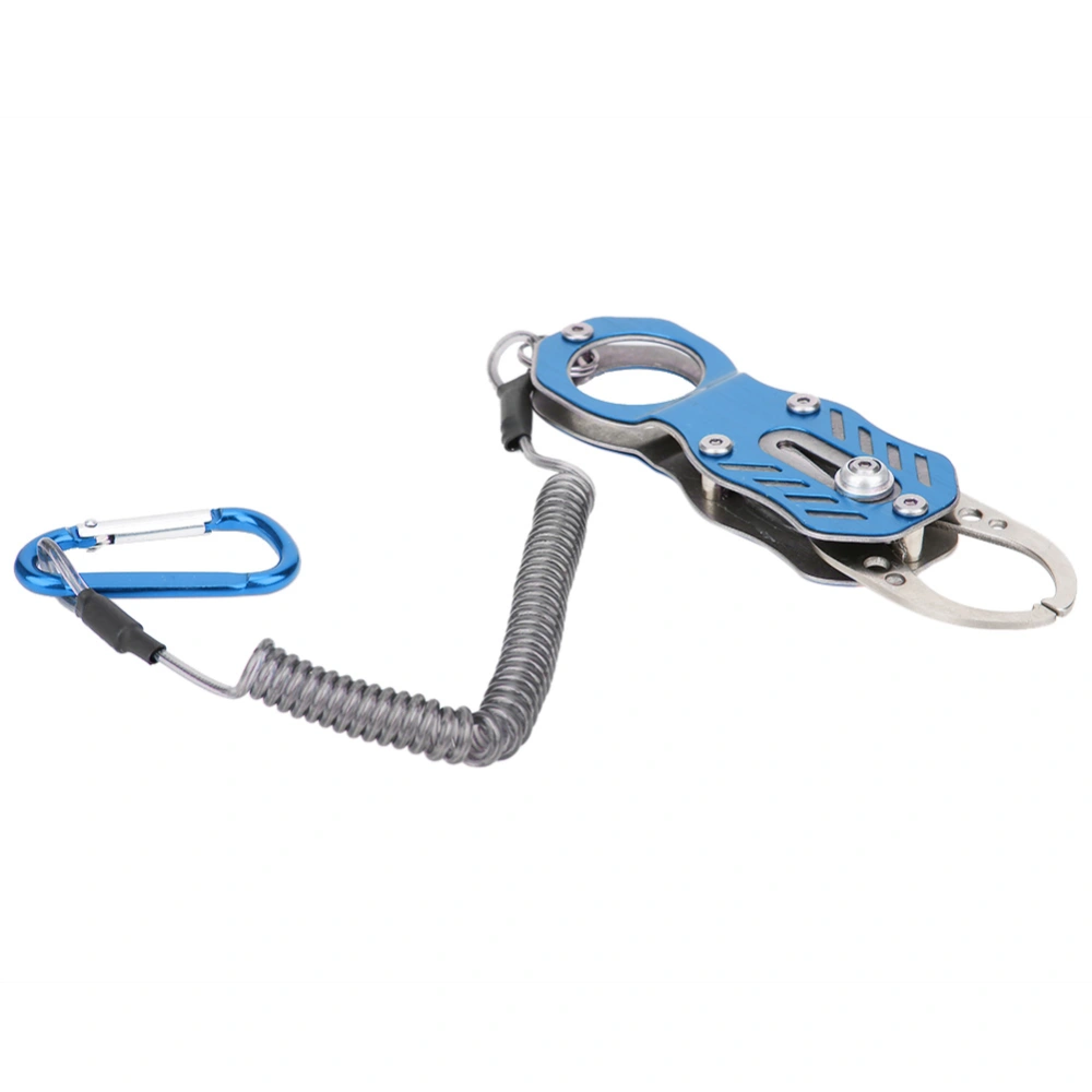 Mini Fishing Grip Aluminum Alloy Portable Fish Control Clamp with Anti&#8209;Lost Rope(Charm Blue )