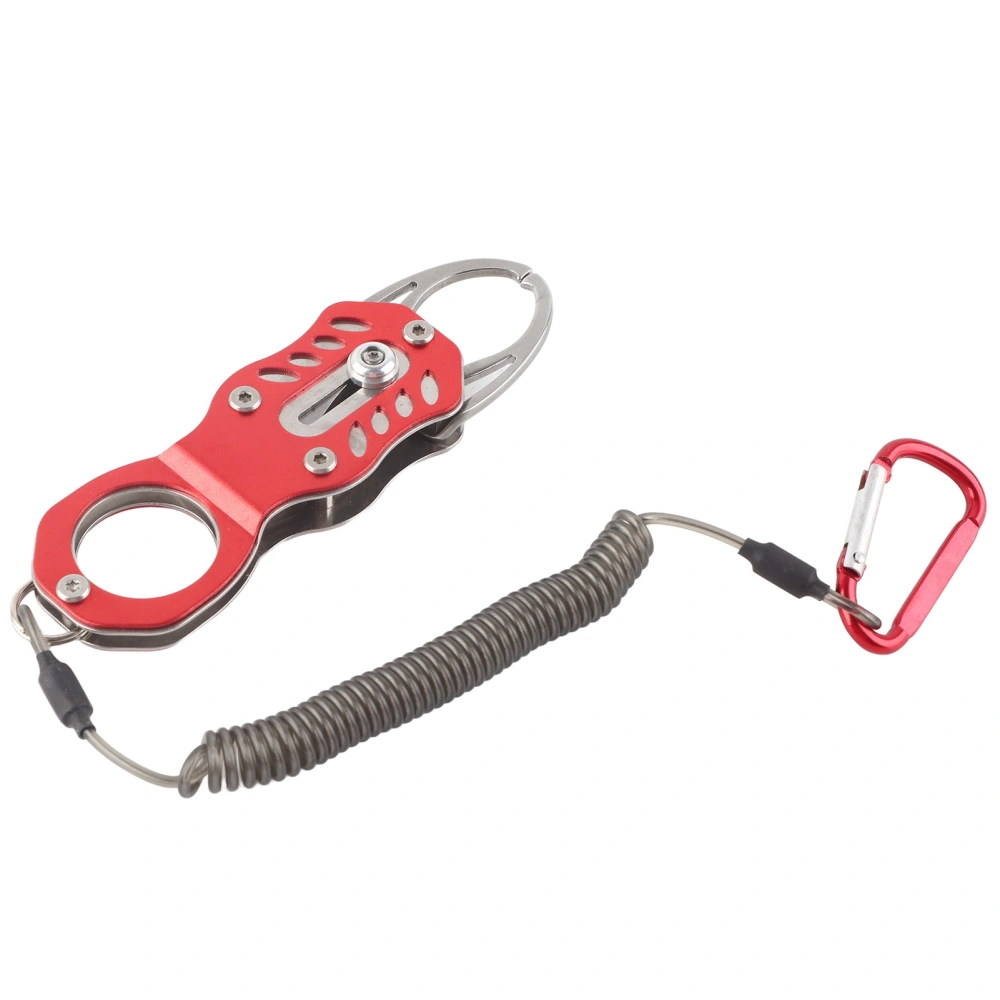 Mini Fishing Grip Aluminum Alloy Portable Fish Control Clamp with Anti-Lost Rope(Activity Red )