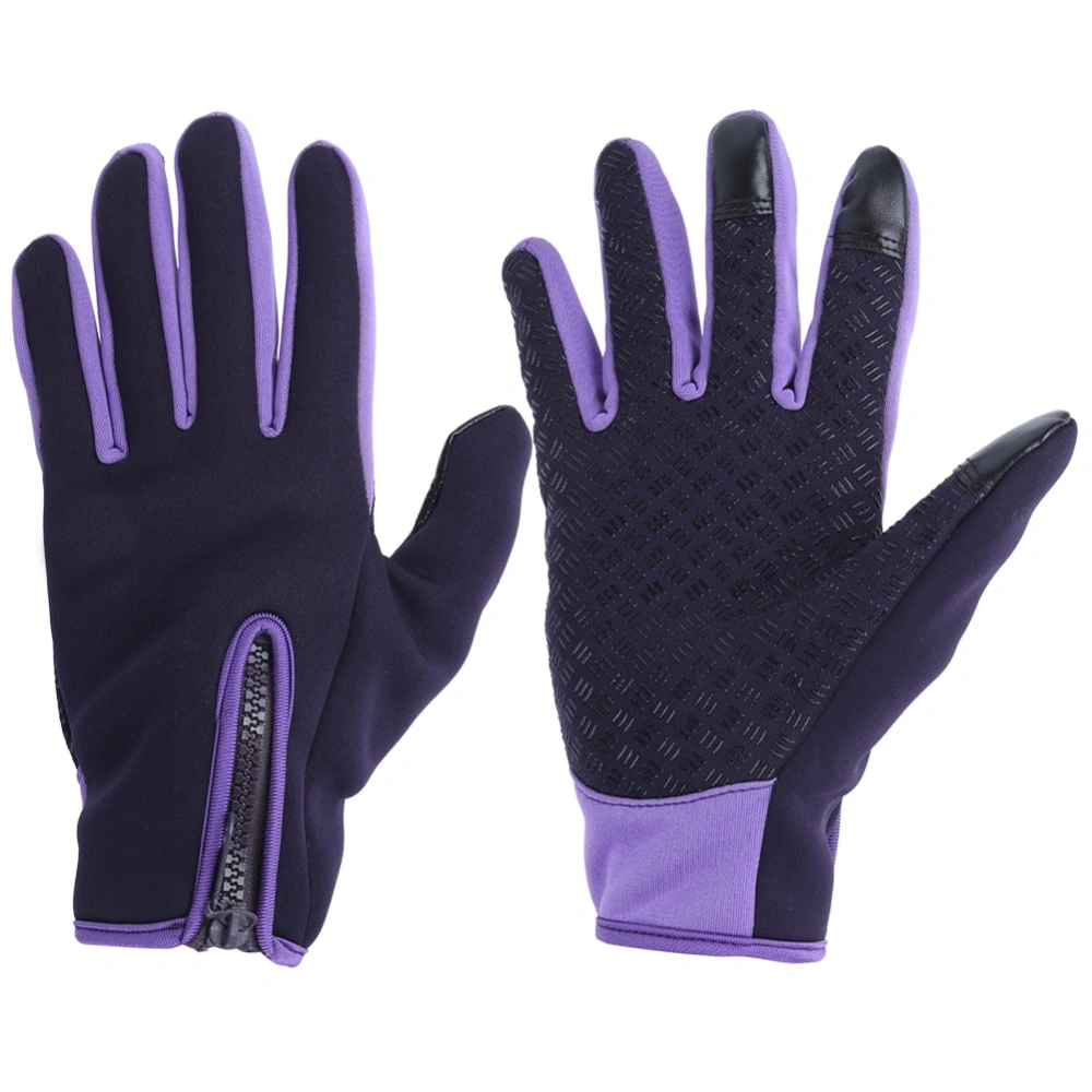 Outdoors Sports Gloves Touch Screen Mountaineering AntiSlip Supplies for Man Women(Purple L)