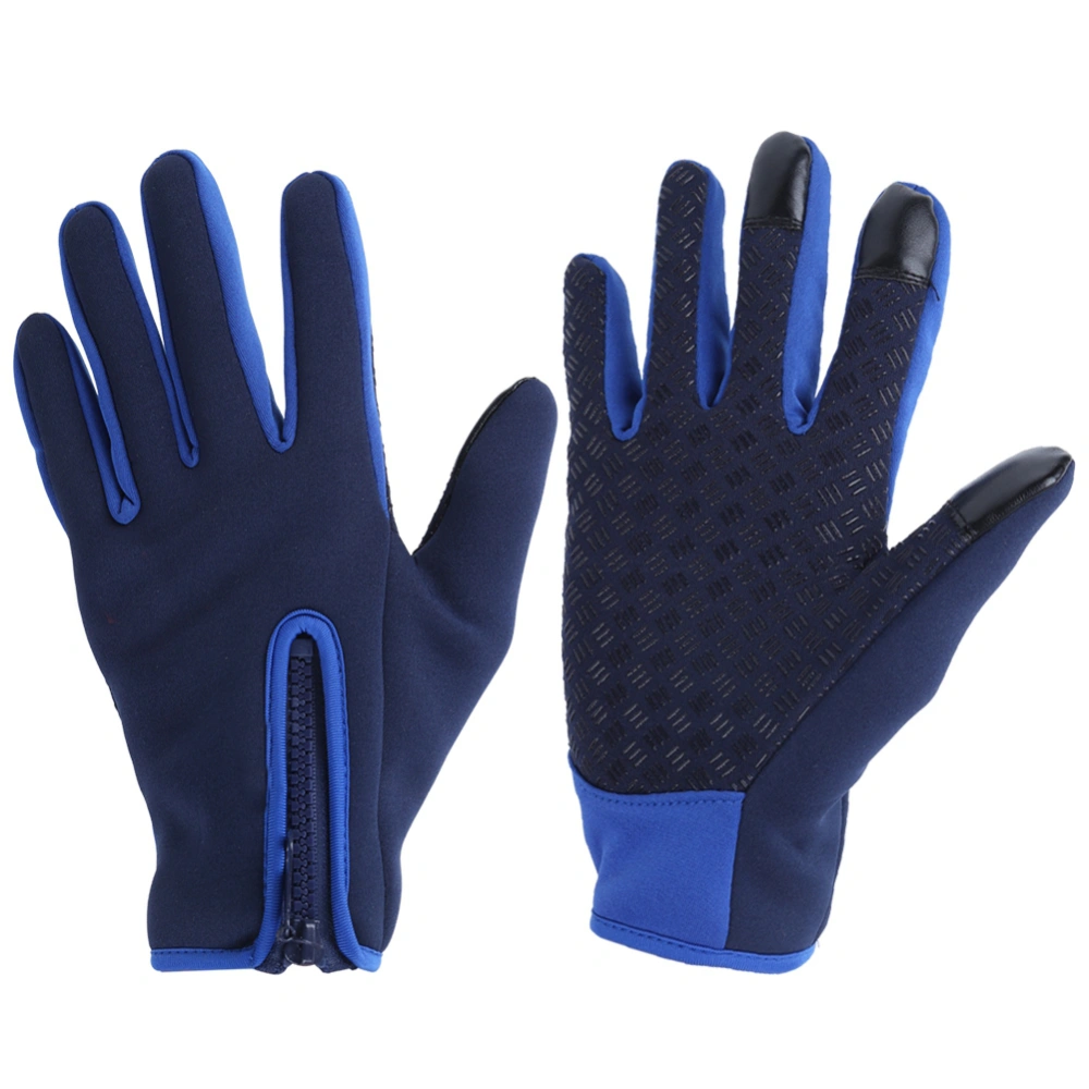 Outdoors Sports Gloves Touch Screen Mountaineering AntiSlip Supplies for Man Women(Blue L)