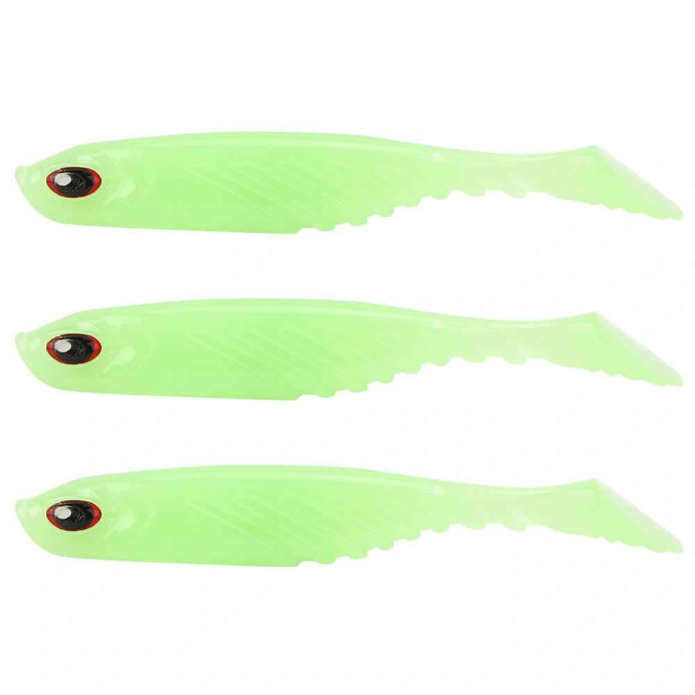 3pcs Fishing T Tail Baits Artificial Fishing Lures Lifelike Soft Paddle Tail Bait 105mm 9.2gLuminous Color