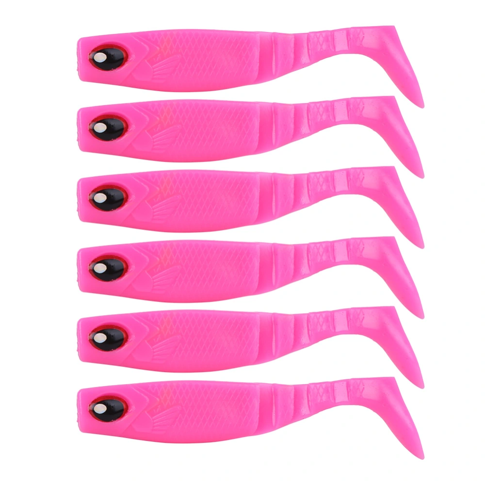 6PCS PVC Soft Bait Aritificial Lures 4in 0.2oz Jigging Tail Wobblers Fishing AccessoriesPink