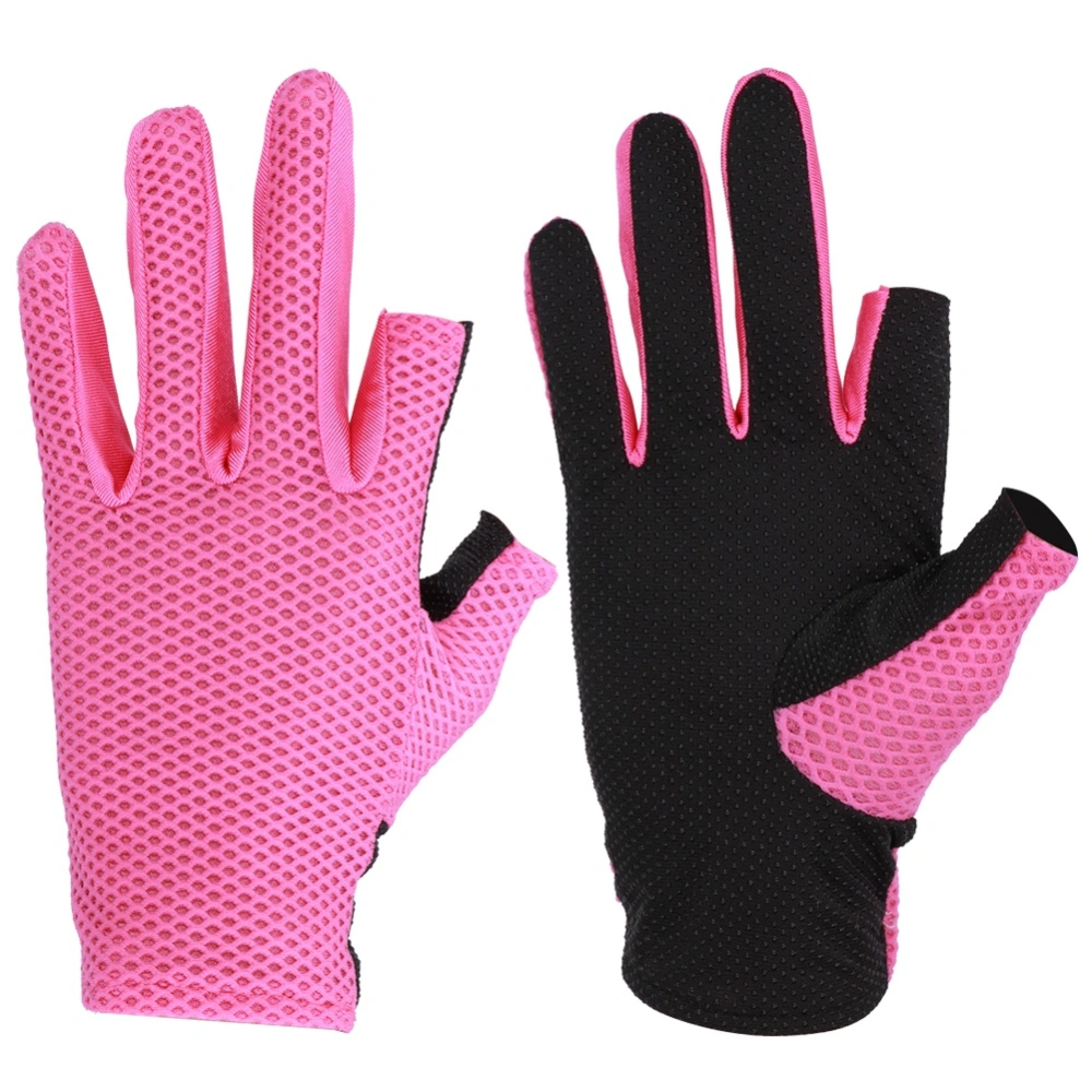 2pcs Cycling Sun Protection Gloves Summer Riding Driving Fishing Outdoor Bike Thin GlovesPink