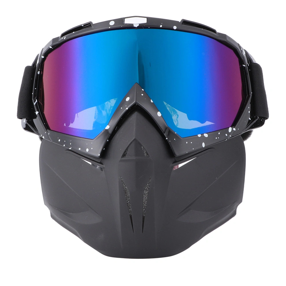 Motorcycle Face Guard Outdoor Sports Cycling Windproof Goggles Helmet Skiing GlassesBlack Frame White Spot