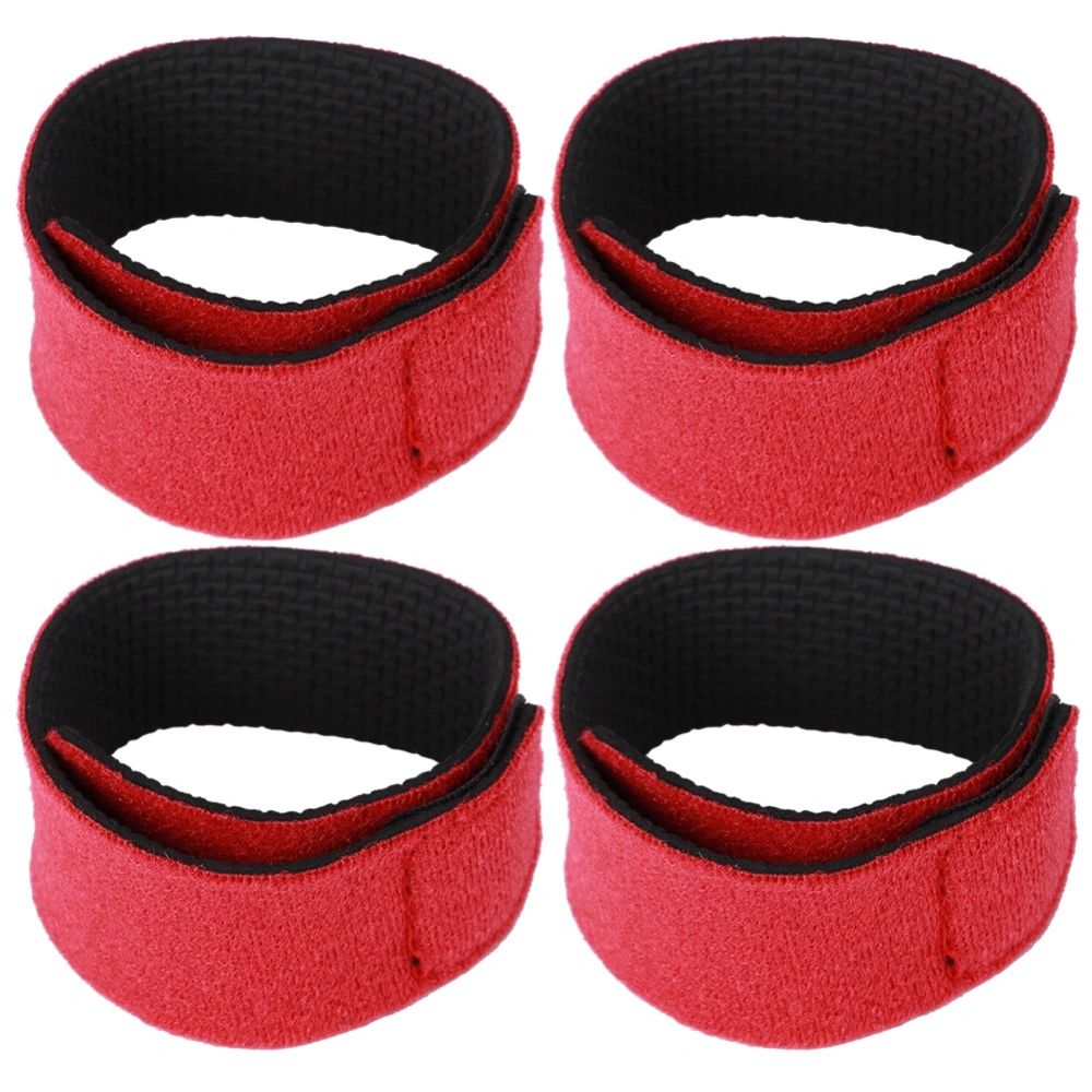 4PCs Reusable Fishing Rod Strap Strong Flexible Hook and Loop Fishing Gear Strap Rod BeltRed